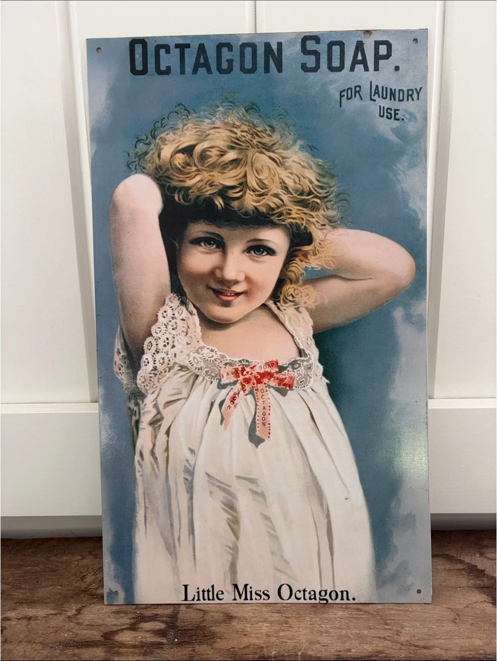 Little Miss Octagon Blue Decorative Sign